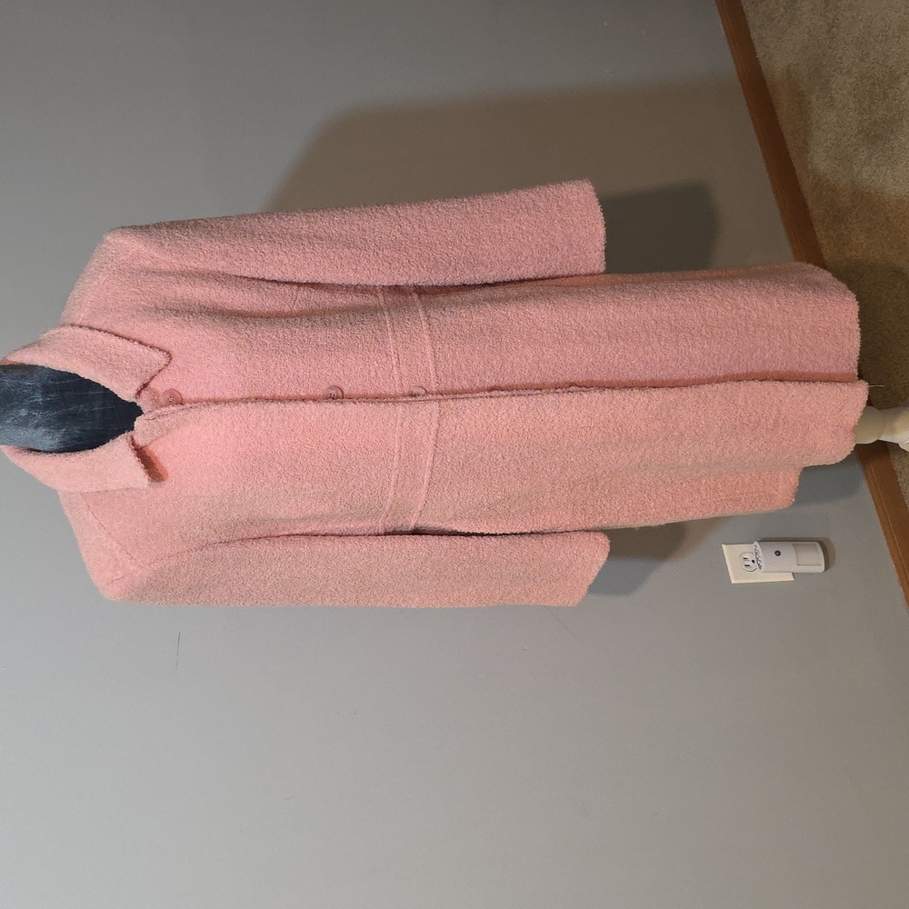 Studio Y Women's Pink Long Boucle Jacket Size Medium